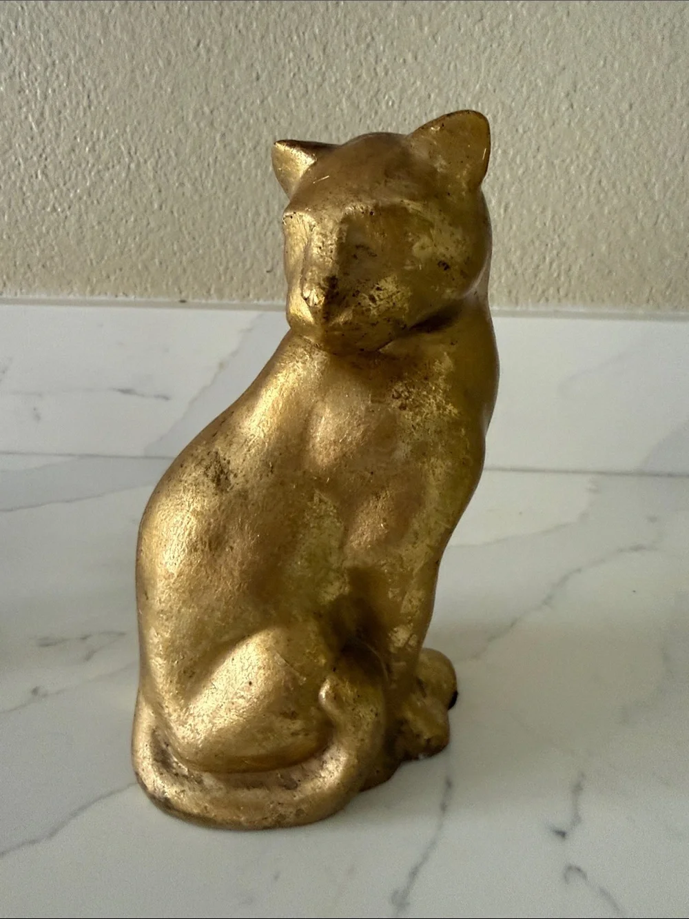 Big Cat Figurine in Gold Relief